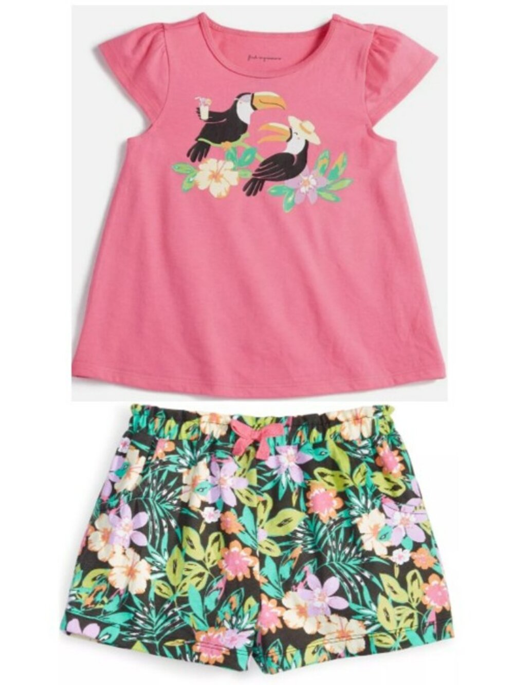 NWT. FIRST IMPRESSIONS Baby Girl Tropical Toucan 2-Pc Set